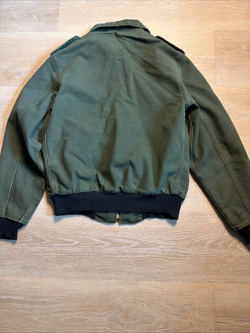 Vintage 1994 Carhartt JR264 Forest Green Duck Canvas Bomber Flight Jacket Med 42 - Picture 9 of 12